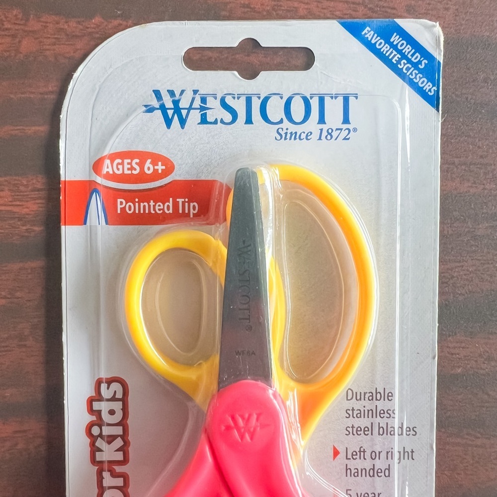 Westcott 5” Hard Handle Kids Scissors, Pointed - 2 Pack - Picture 3 of 4